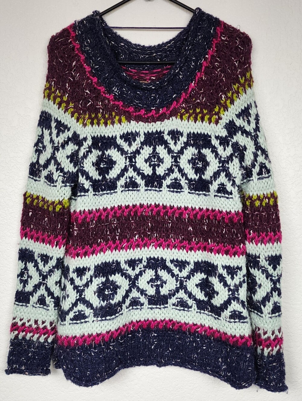 Free People XS Chunky Knit Multicolor Nordic Sweater
